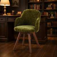 Fauteuil individuel moderne vert olive avec structure en bois, confortable et idéal pour la maison, le salon, la salle à manger ou l'hôtel