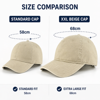 Casquette de baseball YKZG pour homme, taille XXL (pour têtes larges), couronne profonde 68 cm, 100% coton sergé, avec boucle argentée cuivrée, vente en gros