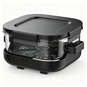 Anbolife <span class=keywords><strong>Friteuse</strong></span> à <span class=keywords><strong>air</strong></span> portable en verre 4-en-1 avec panier en verre 4L+1.5L, pour re-croqueriser, cuire et frire à l'<span class=keywords><strong>air</strong></span>, pour une croquanture maximale, sans huile, sans PFAS, LVD CB ETL OEM - Product Image 2