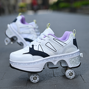 Patins à roulettes <span class=keywords><strong>quad</strong></span> pour sports de plein air, très tendance, avec lumières LED clignotantes, 4 roues rétractables, pour femmes - Product Image 3