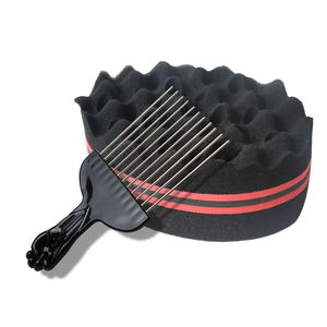 Brosse à cheveux ovale double face Magic Twist avec peignes éponge pour cheveux <span class=keywords><strong>afro</strong></span>, bouclés, ondulés, dreadlocks - <span class=keywords><strong>Coiffure</strong></span> de barbier, usage professionnel et domestique, noire - Product Image 4