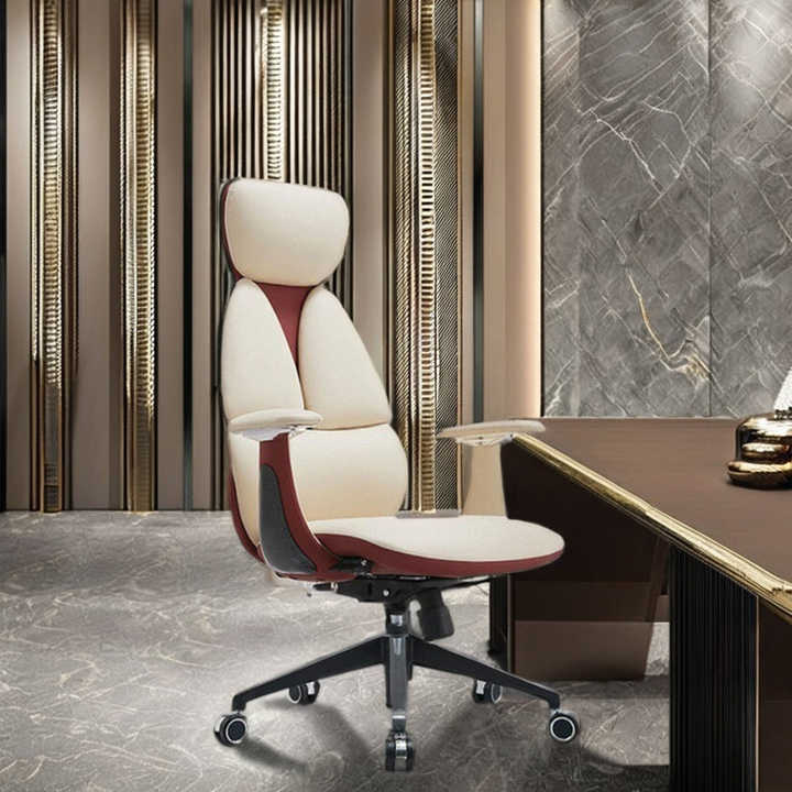 Comfortable Business Home Office Chair Genuine Leather Cowhide with PU Material Top Boss Chair Simple Conference Computer Use