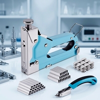 Set Stapler Tangan 3-in-1 SHALL Industrial, Stapler Udara Manual 3000 Staples Bersertifikasi GS untuk Pertukangan Kayu, Dekorasi, dan Pemasangan Kabel