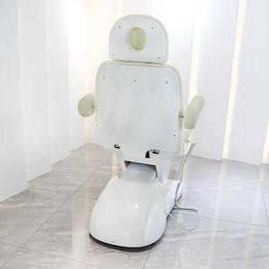 Verstellbarer Exquisiter Wimpern- und Tattoo-Stuhl, Behandlungsliege aus weißem PVC-Material, Kosmetikliege mit 4 Motoren, Beauty- und Massagemöbel - Product Image 5