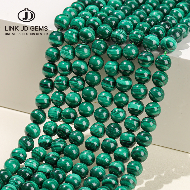 Vente en gros de perles en pierre naturelle véritable de 4 à 12mm Malachite verte ronde paon perles en vrac pour la fabrication de bijoux