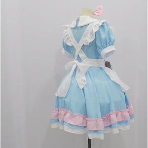 Robe de cosplay Blue Sweet Maid style Lolita avec volants roses pour jeu de rôle anime Printemps 2025 Polyester - Product Image 3
