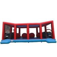 Parcours d'obstacles gonflable interactif commercial d'extérieur, grandes balles rebondissantes, défi Wipeout, jeux sportifs