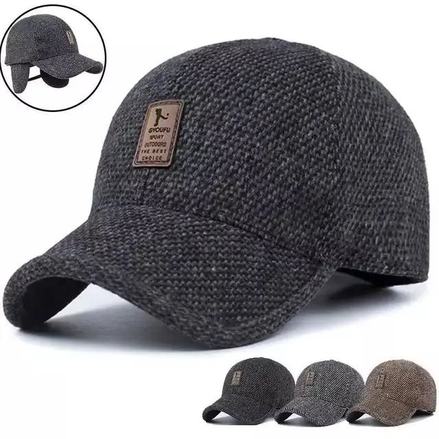 Premium Quality Warm Winter Thickened Baseball Cap With Ears Men's Cotton Hat Snapback Hats Ear Flaps For Men Hat Wholesales