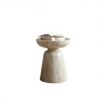 Table basse de salon haut de gamme en fibre de verre, style italien antique, moderne et minimaliste, avec bords irréguliers et motif pierre de grotte