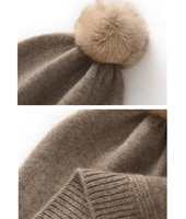 Bonnet en cachemire recyclé de Mongolie intérieure, luxueux et moelleux, en laine mérinos, avec pompon, pour femme, modèle ODM