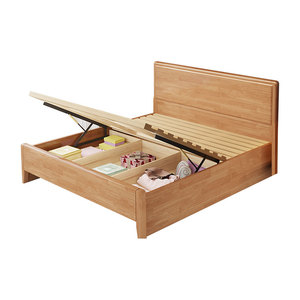 Base de <span class=keywords><strong>Cama</strong></span> de Madera Maciza de Roble Estilo Nórdico con Almacenamiento, 1.5m/1.8m, Cajones con Elevación Hidráulica, Ecológica, <span class=keywords><strong>Cama</strong></span> <span class=keywords><strong>Doble</strong></span>, Muebles de Dormitorio - Product Image 3