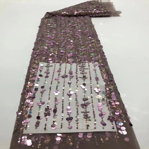 Nouvelles robes de mariée pour femmes africaines en dentelle brodée à sequins en tricot Dobby, imperméables - Product Image 2