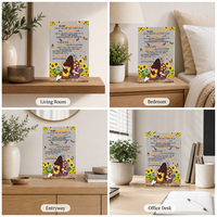 Plaque de remerciement personnalisée en acrylique transparent avec base en bois, motif tournesol pour grand-mère, décoration d'intérieur
