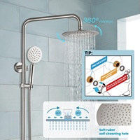 304 acier inoxydable brossé mural rond mitigeur salle de bain robinets pluie douche ensemble