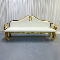 Canapé de luxe pour mariés, fauteuil royal doré à dossier haut, canapé double pour mariage