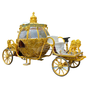 Golden Sculpture Electric Royal Pumpkin Horse Drawn Carriage Electric Luxury Tour Sightseeing Carriage for Wedding Carriage - Product Image 1