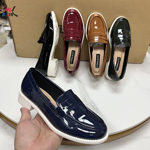 Comfortable Women's Chunky Heel Loafers Breathable Patent Leather Slip-On Winter Shoes for Casual & Party Use - Product Image 3