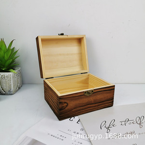Boîte à bijoux en bois de pin, boîte de rangement rectangulaire en bois massif avec serrure en laiton pour cadeau de mariage, certificat, objet de collection - Product Image 2