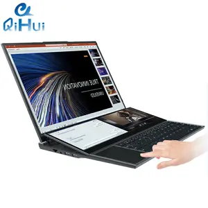 Игровой ноутбук Qihui, 16 дюймов fhd 16:9 дисплей, сенсорный экран, 32 ГБ DDR5 1 ТБ SSD Win10, двухэкранный ноутбук, домашний инновационный экран