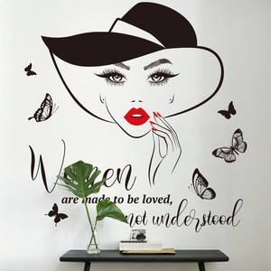 Adesivi <span class=keywords><strong>murali</strong></span> Sexy per ragazze con labbra rosse semplificati slogan inglese decorazione per camera da letto adesivi autoadesivi - Product Image 3
