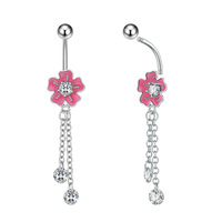 Anneaux de nombril Y2K Drip avec pendentifs Cœur, Nœud papillon et Fleur, en Acier inoxydable hypoallergénique et Zircon cubique, Bijoux de piercing pour l'été et la plage