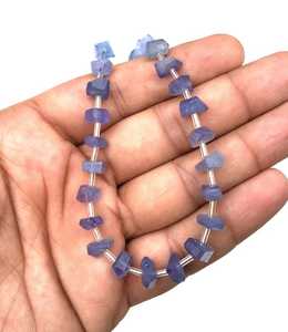 ชุดลูกปัดอัญมณี Tanzanite ธรรมชาติ28ชิ้นชุดเครื่องประดับ DIY รูปทรงนักเก็ตสีฟ้าเหลี่ยมเพชรพลอยสำหรับสร้อยคอต่างหู-ลูกปัดหินที่ทำด้วยมือ - Product Image 6