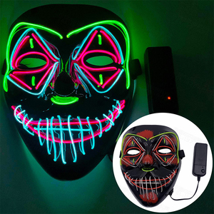 Masque de fête lumineux d'halloween 2022 Offre Spéciale <span class=keywords><strong>mots</strong></span> noirs masques LED d'halloween masque fantôme de citrouille d'horreur - Product Image 2