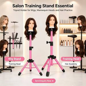 Support trépied pour tête de mannequin de coiffure K, support de sol rotatif et extensible pour coupe de cheveux et perruques - Product Image 1
