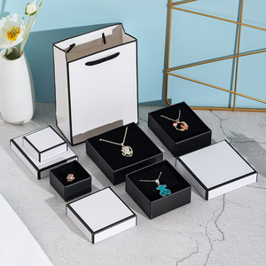 Caja de joyería personalizada con tapa y base de lujo, caja de embalaje de joyería de papel rígido y bolsa de regalo, caja de joyería forrada de satén - Product Image 2