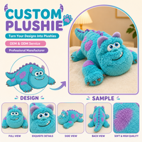 Jouets en peluche en stock, figurines de mascotte personnalisées OEM, poupée monstre aux cheveux bleus, mignonne et originale, jouet pour enfants, cadeau de vacances.