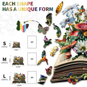 Factory Direct Sales Support Customization Flowers on the <b>Book</b> Wooden Jigsaw Puzzles for Family Game Play - Product Image 4