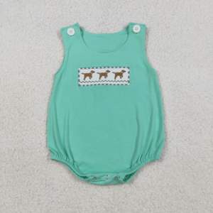 Conjunto de Pijama para Bebé Niña, Modelo SR3559 RTS, Bordado de Cachorro Cian, Mono sin Mangas, Venta al por Mayor - Product Image 6