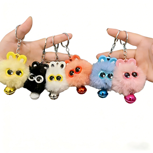 พวงกุญแจตุ๊กตาหัวแมวการ์ตูนขนเฟอร์เร็กซ์เทียมน่ารัก พร้อมพู่ปอมปอมเนื้อนุ่มฟู สำหรับกระเป๋าและกุญแจ - Product Image 2
