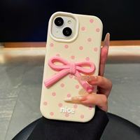 Coque de protection antichoc en silicone 3D motif nœud papillon à pois, mignonne et colorée, pour iPhone 17 13 – Vente chaude de l'usine BAILI