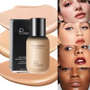 Pudaier OEM Cosmetics Lightweight 40 Colors Long Lasting Face Makeup Full Coverage Waterproof Liquid Foundation