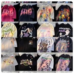 Kaus grafis Kasual Pria harga grosir baju stok baju longgar katun berat - Product Image 1