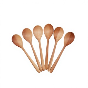 Wholesale 100% Natural Reusable Lightweight Wooden Matte Polish Vintage Cutlery Set <b>Spoon</b> Fork Parties Sustainable Dishwasher - Product Image 3