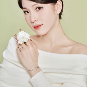 Dylam Exclusive Design 925 Sterling <b>Silver</b> Rhodium Plated Rectangle Diamond 8A Zirconia Sparkling Women <b>Cuff</b> <b>Bracelet</b> Bangle - Product Image 5