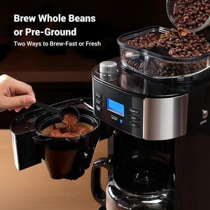 <span class=keywords><strong>Cafetera</strong></span> Profesional de 12 Tazas con Molinillo Integrado, <span class=keywords><strong>Cafetera</strong></span> Automática Todo en Uno con Molinillo de Granos Integrado - Product Image 6