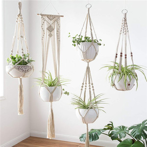 Macramé plante cintre fait à la main coton <span class=keywords><strong>corde</strong></span> tentures murales maison suspendus jardinières porte-<span class=keywords><strong>Pot</strong></span> <span class=keywords><strong>de</strong></span> <span class=keywords><strong>fleur</strong></span> panier cintre décoration - Product Image 6
