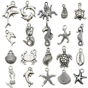 Antique Silver Alloy Mermaid Dolphin Pendant Mixed Shapes DIY Jewelry Accessory For Bracelet Necklace Craft - Product Image 5