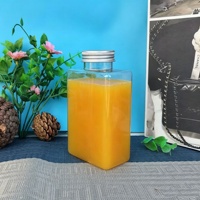 Gobelet jetable transparent en PET, style influenceur, créatif, à large ouverture, carré et plat, pour thé au lait et jus, avec filtres et couvercle ouvert, à emporter