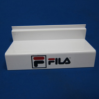 Présentoir à chaussures en acrylique personnalisé en plexiglas étagère à chaussures Slatwall Talker présentoir en acrylique blanc porte-chaussures support mural