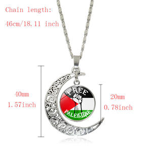 Colgante De Luna hueca de 12 estilos, collar de gemas de tiempo de bandera de Palestina gratis, joyería para mujer - Product Image 2