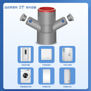 Kitchen Drain Tee Anti Odor Connector 40mm 50mm PE Pipe Fit Sink Vegetable Wash Basin Water Purifier Gray Stainless Steel - Product Image 4