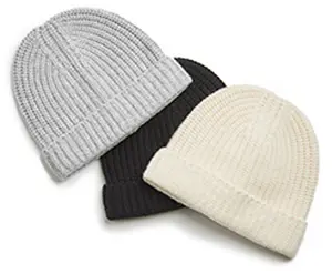 100% Wool Solid Custom Logo OEM High Quality Women's Knitted Beanie Hat