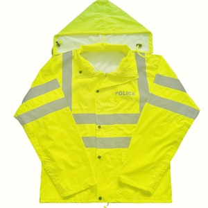 High Visibility Safety Waterproof Reflective <strong>Yellow</strong> <strong>Raincoat</strong> - Product Image 3