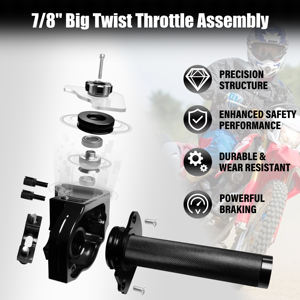 Poignée de gaz universelle en aluminium CNC 7/8 pouces, câble double poussée-tirée avec fenêtre transparente pour moto tout-terrain, VTT, motocross 110-650cc - Product Image 4