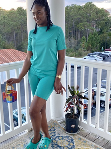 Completo Estivo Casual da Donna in Maglia Personalizzabile Due Pezzi <span class=keywords><strong>T</strong></span>-<span class=keywords><strong>Shirt</strong></span> e Pantaloncini con Tessuto Traspirante Ecologico - Product Image 3