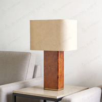 Lampe de table en bois de luxe, design moderne et simple, lampe décorative LED AC avec abat-jour en tissu de lin, éclairage de chevet